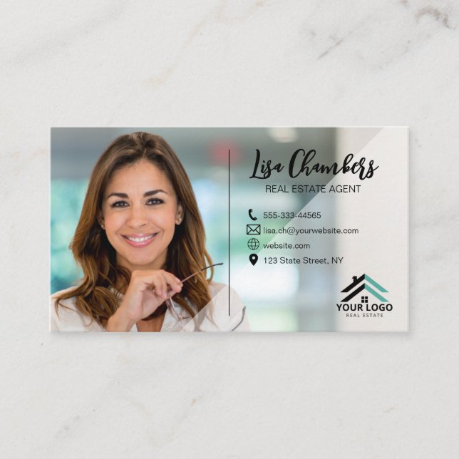 Carte De Visite Logo Personnalisé Photo Agent Immobilier Realtor (Devant)