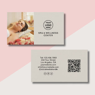 Carte De Visite Logo personnalisé Photo QR Centre de bien-être Spa