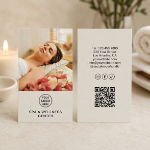 Carte De Visite Logo personnalisé Photo QR Spa Centre de bien-être