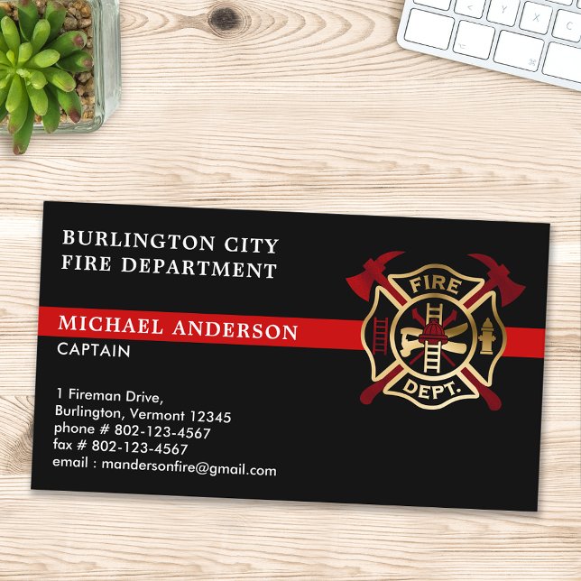 Carte De Visite Logo personnalisé pompier moderne Red Fire Departm (Créateur téléchargé)