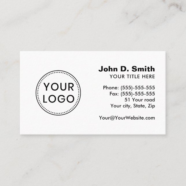 Carte De Visite Logo personnalisé professionnel blanc (Devant)