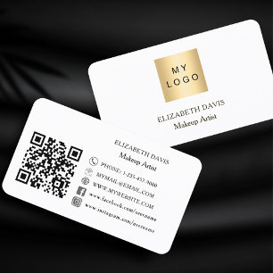 Carte De Visite Logo personnalisé Qr code médias sociaux blanc noi