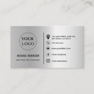 Carte De Visite Logo personnalisé QR Code Social Media Icônes Faux