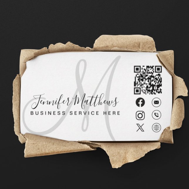 Carte De Visite Logo personnalisé QR Code Social Media Icons Moder (Créateur téléchargé)