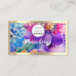 Carte De Visite Logo personnalisé QRCode Social Gold Holographic F