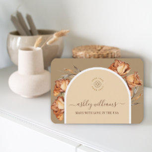 Carte De Visite Logo personnalisé Retro Arch Script Rose Feminine