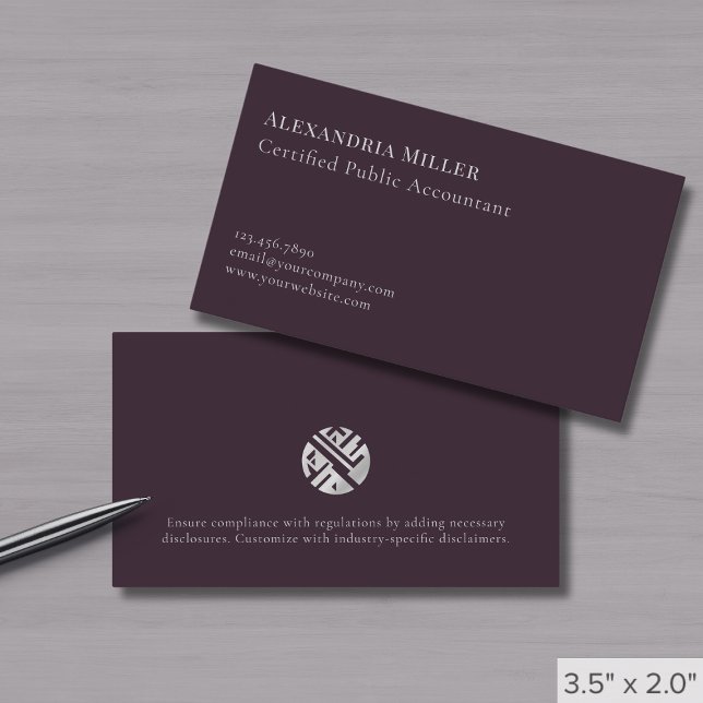 Carte De Visite Logo personnalisé simple moderne foncé violet (Créateur téléchargé)