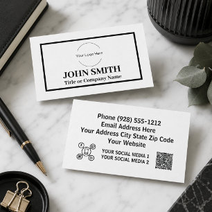 Carte De Visite Logo personnalisé site web moderne noir et blanc