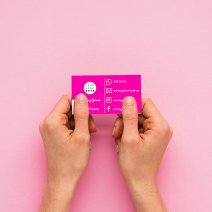 Carte De Visite Logo personnalisé Social Media Gold QR Code Rose