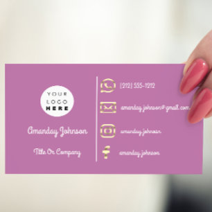 Carte De Visite Logo personnalisé Social Media Gold QR Code Viole
