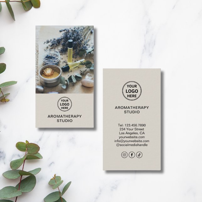 Carte De Visite Logo personnalisé Spa d'aromathérapie Professionne (Custom Logo Aromatherapy Spa Professional Business Card)