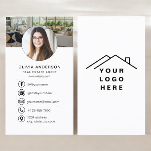 Carte De Visite Logo photo de l'agent immobilier Médias sociaux