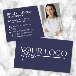 Carte De Visite Logo photo de Modern Navy Blue Professional