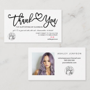 Carte De Visite logo photo du coeur noir et blanc commander merci