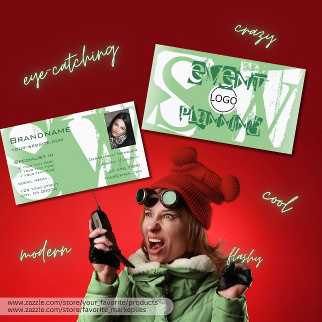 Carte De Visite Logo photo et monogramme style Sage Green White (Créateur téléchargé)