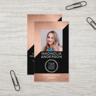 Carte De Visite Logo photo moderne Rose Gold Foil