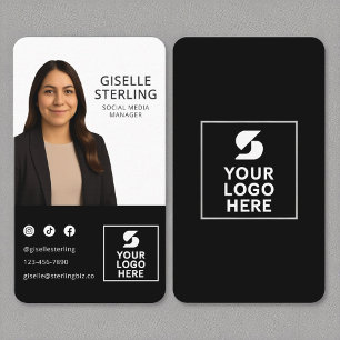 Carte De Visite Logo photo noir blanc Portrait moderne
