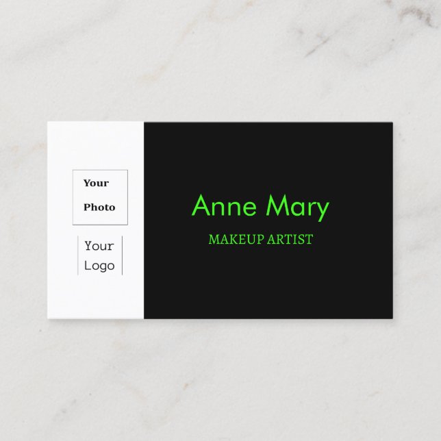 Carte De Visite Logo Photo Personnalisé Artiste maquillage noir né (Devant)