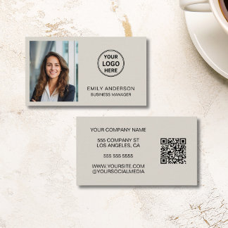 Carte De Visite Logo photo professionnel moderne personnalisé QR