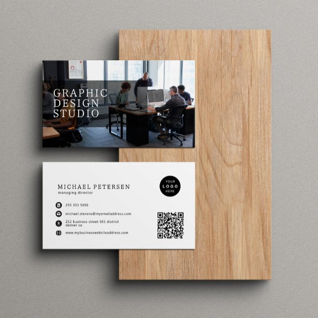 Carte De Visite Logo photo QR code moderne professionnel simple (Créateur téléchargé)