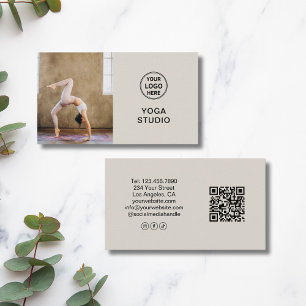 Carte De Visite Logo Photo QR Personnalisé Professeur de Yoga Ense