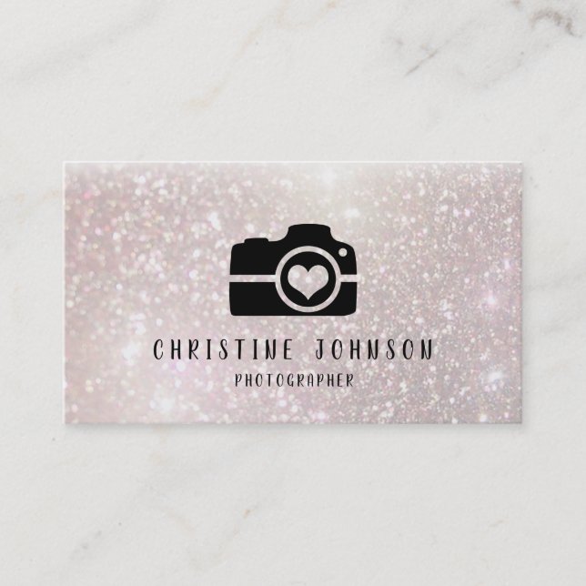 Carte De Visite logo photo sur fausse parties scintillant (Devant)