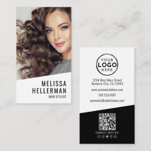 Carte De Visite Logo Photo Vertical Coiffeur