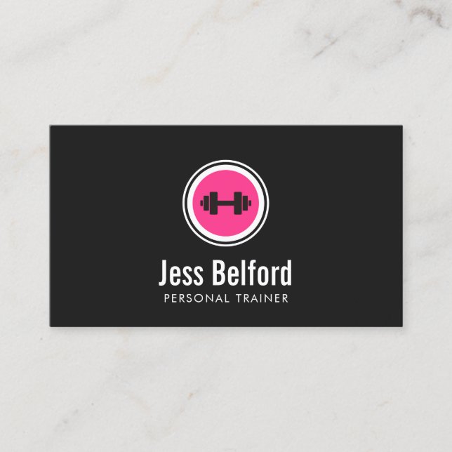 Carte De Visite Logo Pink Dumbbell, Entraîneur Personnel, Salle De (Devant)