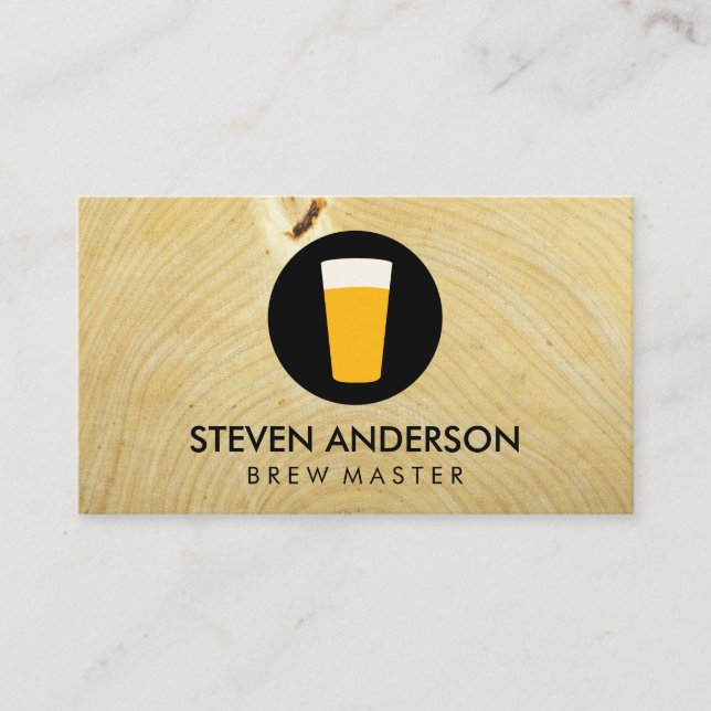 Carte De Visite Logo pinte de bière | Grain de bois (Devant)