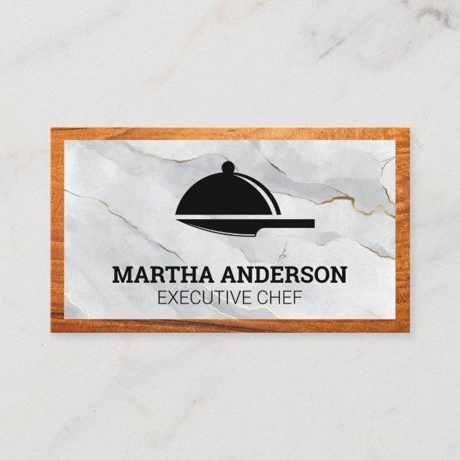 Carte De Visite Logo Platter Knife | Bois de marbre (Devant)