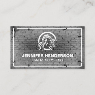 Carte De Visite Logo pour cheveux   Mur en briques   Lumières de N