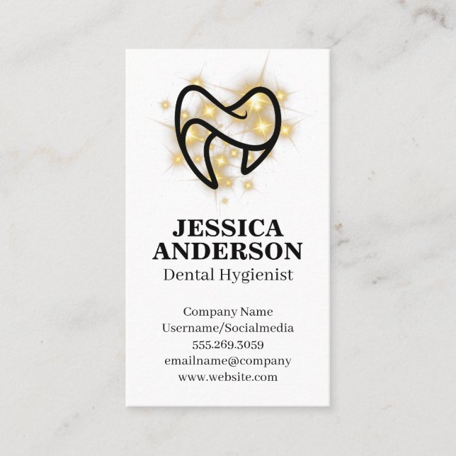 Carte De Visite Logo pour dents étincelantes | Dentistère (Devant)