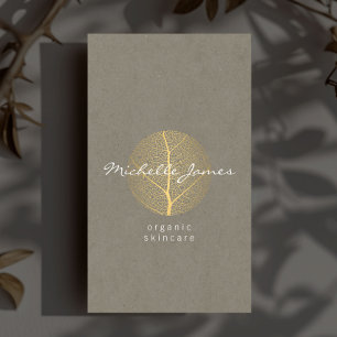 Carte De Visite Logo Premium Elegant Gold Leaf sur carton Tan