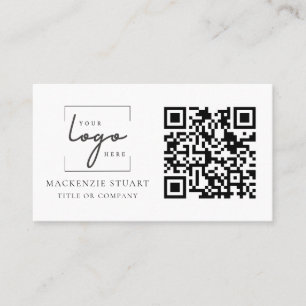 Carte De Visite Logo professionnel de code QR Simple Minimal Profe