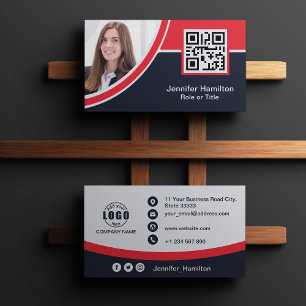 Carte De Visite Logo professionnel de la coupe rouge QR