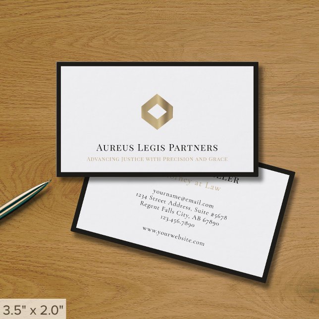 Carte De Visite Logo professionnel de luxe Bordure noire (Créateur téléchargé)