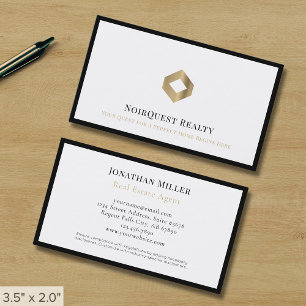 Carte De Visite Logo professionnel de luxe noir et blanc