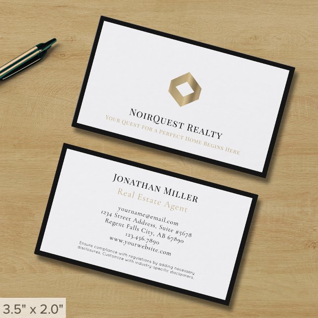 Carte De Visite Logo professionnel de luxe noir et blanc (Créateur téléchargé)
