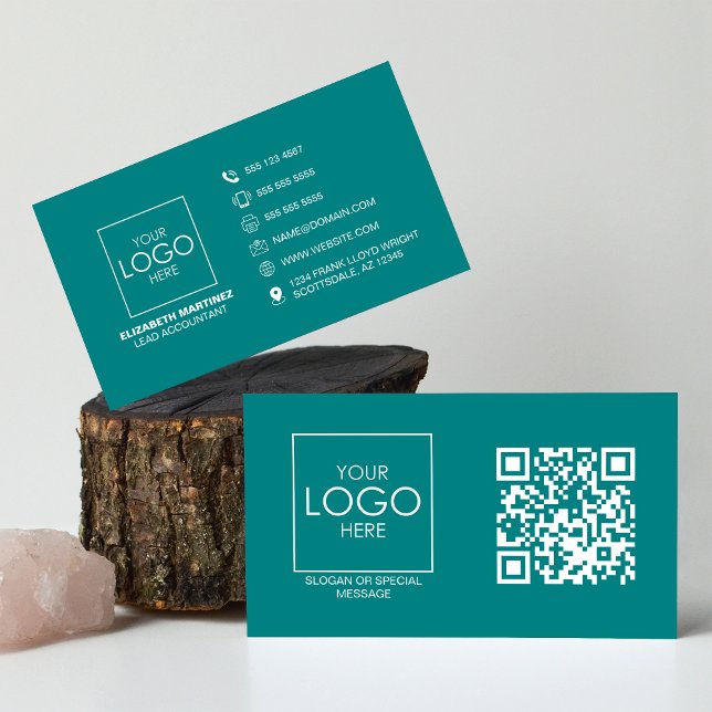 Carte De Visite Logo professionnel du code QR avant et arrière (Créateur téléchargé)