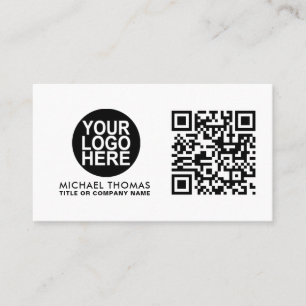 Carte De Visite Logo professionnel du code QR   Blanc moderne prof
