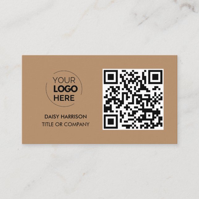 Carte De Visite Logo professionnel du code QR | Brown Moderne Prof (Devant)