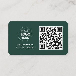 Carte De Visite Logo professionnel du code QR   Green Modern Profe