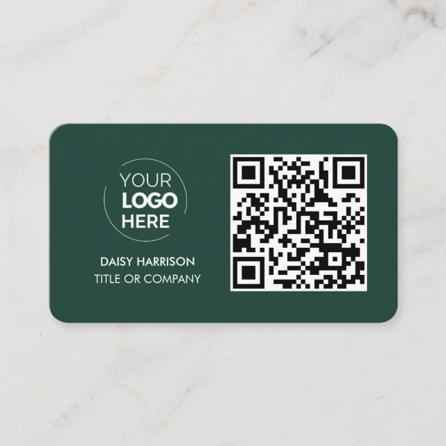 Carte De Visite Logo professionnel du code QR | Green Modern Profe (Devant)