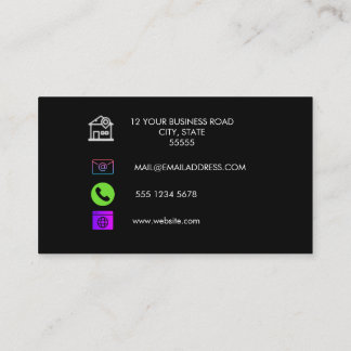 Carte De Visite Logo professionnel du code QR | Noir moderne profe