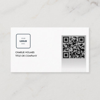 Carte De Visite Logo professionnel du code QR | Noir moderne profe