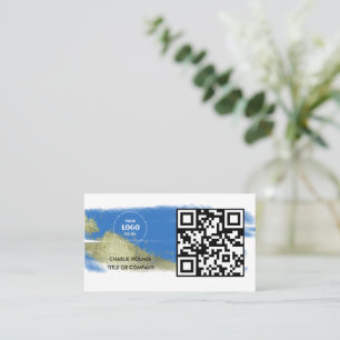 Carte De Visite Logo professionnel du code QR   Noir moderne profe