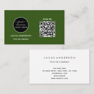 Carte De Visite Logo professionnel du code QR   Noir moderne profe