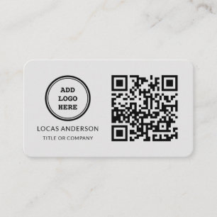 Carte De Visite Logo professionnel du code QR   Noir moderne profe