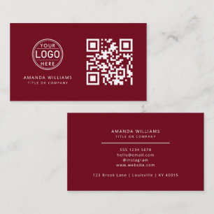 Carte De Visite Logo professionnel du code QR Red Modern Profess