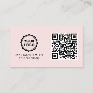 Carte De Visite Logo professionnel du code QR Rose bleu moderne
